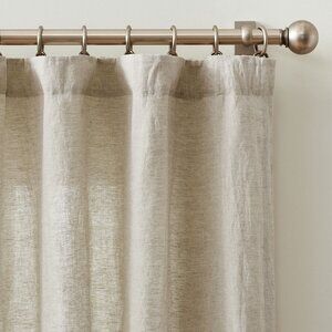 Pottery Barn Belgian Flax Linen Unlined Curtain Window Panel 100" W x 96" L NEW